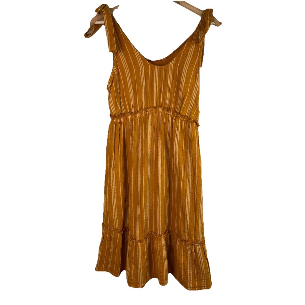 NWT Sonoma Women's S Maternity Yellow White Striped Shoulder Tie Sundress